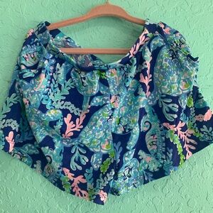 Lilly Pulitzer Girls M 6:7 Patterned Shorts turtle beach resort seahorse preppy